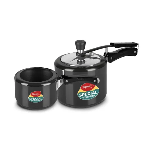 Image of Pigeon Hard Anodised Pressure Cooker Combo (2L + 3L, Induction Base)