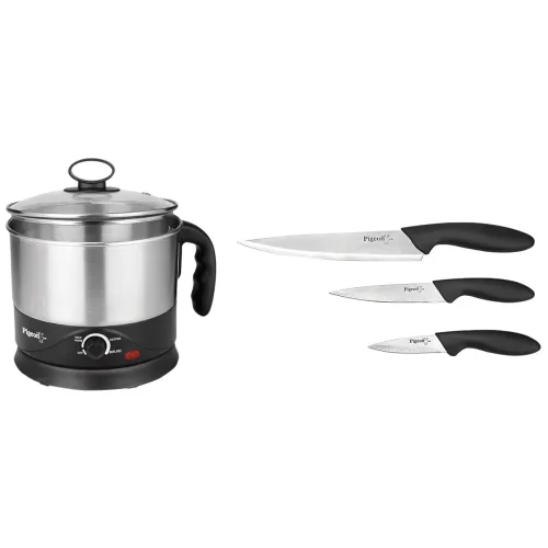 Image of Pigeon 1.2L Kettle & 3-Piece Knife Set Combo