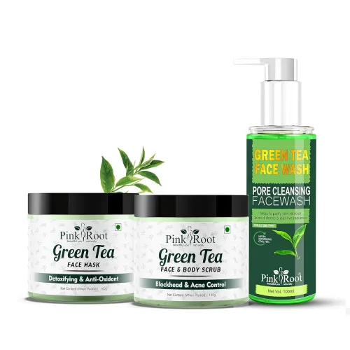 Image of Pink Root Green Tea Mask with Scrub with Facewash 100gm