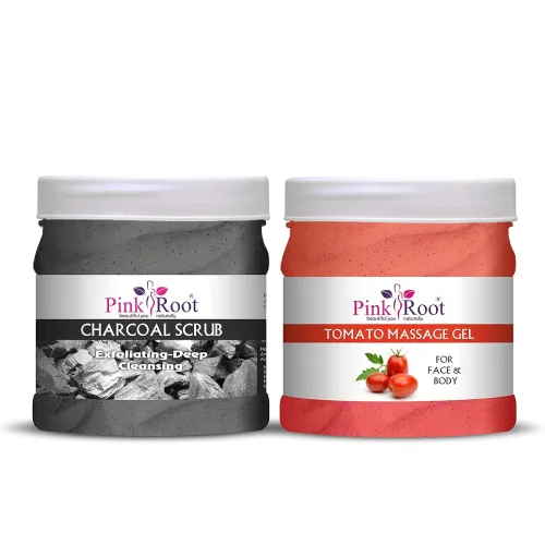 Image of Pink Root Tomato Massage Gel 500ml with Charcoal Scrub 500ml