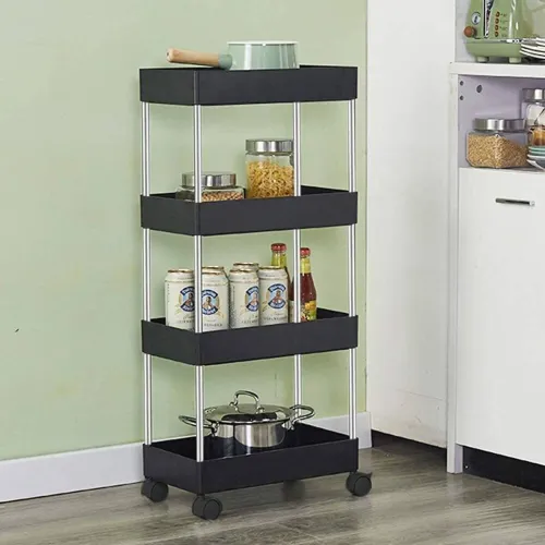 Image of Pinkwhale 4-Compartment Plastic and Stainless Steel Storage Trolley