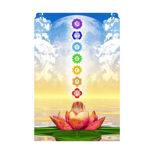 Image of Pitaara Box Sacred Lotus & Chakras Wall Sticker for Bedroom 