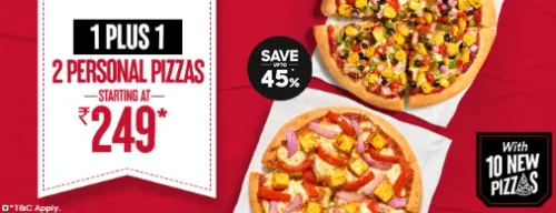 Image of Pizza Hut Offers : 2 Personal Pizzas starting at ₹249 only