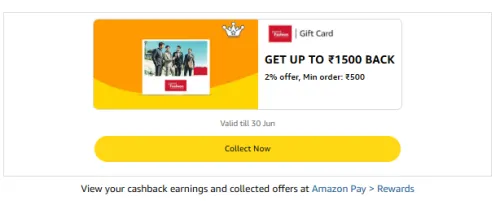 Image of Amazon Offer: 2% Cashback Up to ₹1500 on Planet Fashion Brand Gift Card