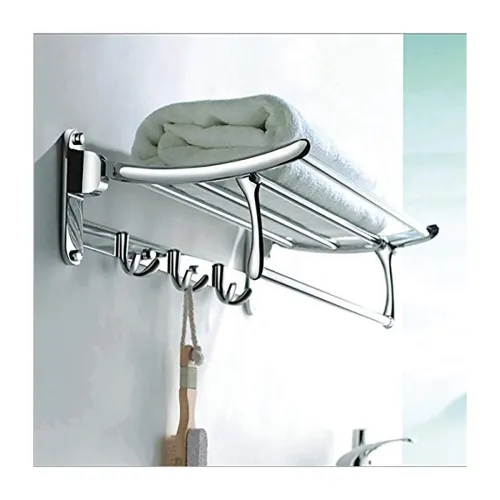 Image of Plantex Stainless Steel Folding Towel Rack for Bathroom (24 Inch-Chrome) .