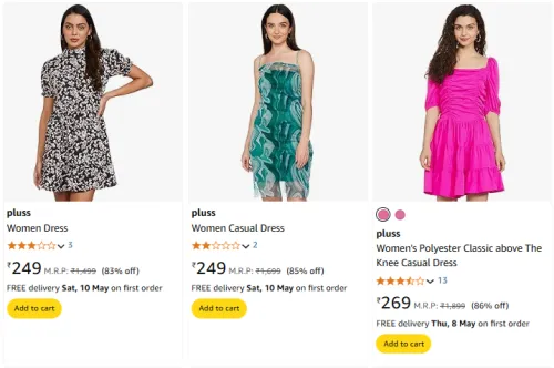 Image of Pluss Women's Dress at Minimum 80% Discount