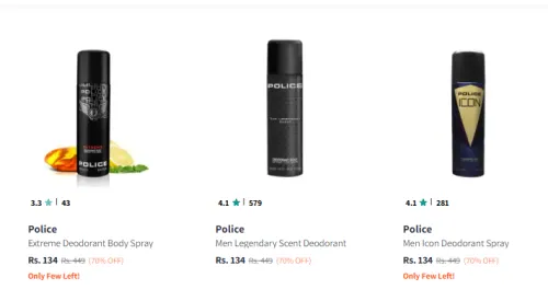Image of Police Brand Deodorants Spray @ Flat 70% Discount