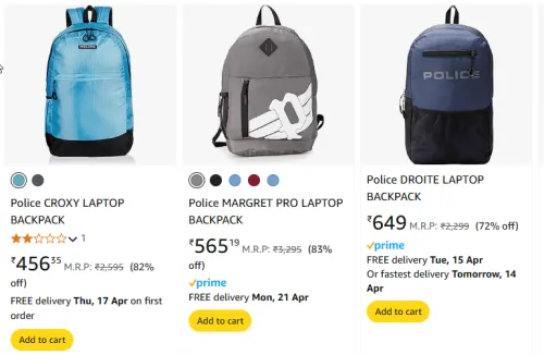 Image of Police CROXY LAPTOP BACKPACK Starting At @₹456