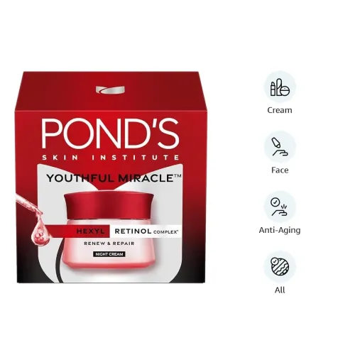 Image of POND’S Age Miracle Wrinkle Corrector Anti Aging Night Cream, Complex, 50 g