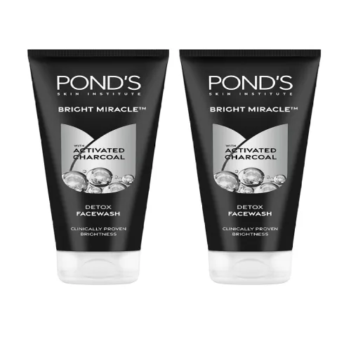 Image of Ponds Pack of 2 Bright Miracle Detox Facewash with Charcoal