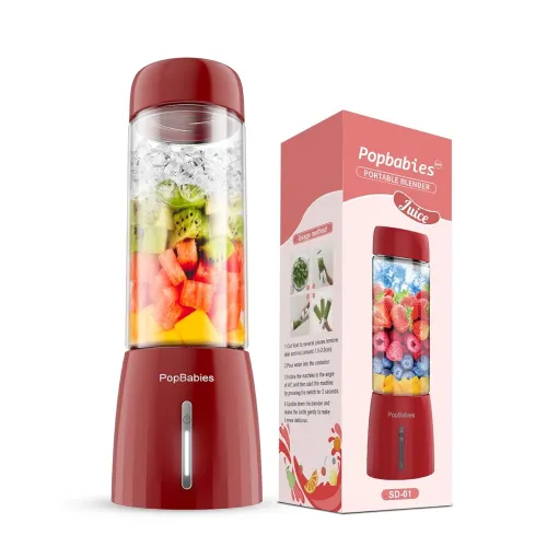 Image of Popbabies Portable blender for smoothie and juices 450ML (Red)