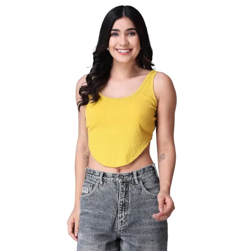 Image of POPWINGS Hankie Ribbed Crop Top for Women (4.3 stars)
