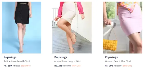 Image of Popwings Women's Skirt at Minimum 80% Discount