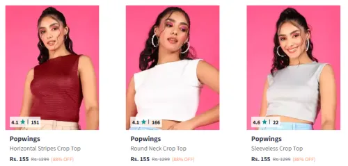Image of Popwings Women's Top at Minimum 80% Discount