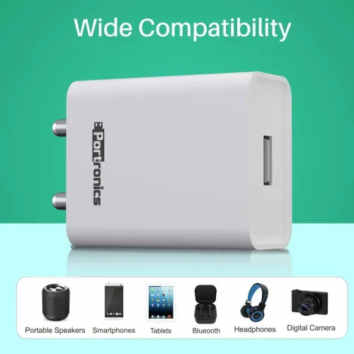 Image of Portronics 12 W 2.4 A Wall Charger for Mobile with Detachable Cable
