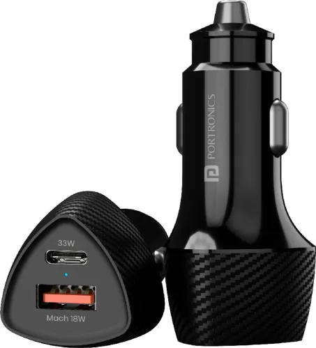 Image of Portronics 33 W Turbo Car Charger (Black)