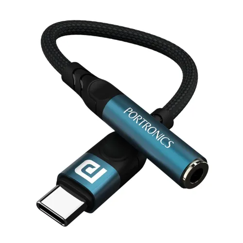 Image of Portronics iKonnect C Pro Type C to 3.5 mm Audio Jack Connector with DAC Headphone.