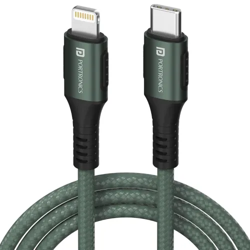Image of Portronics Konnect CL 20W POR-1067 Type-C to 8 Pin USB 1.2M Cable With Power Delivery & 3A Quick Charge Support,
