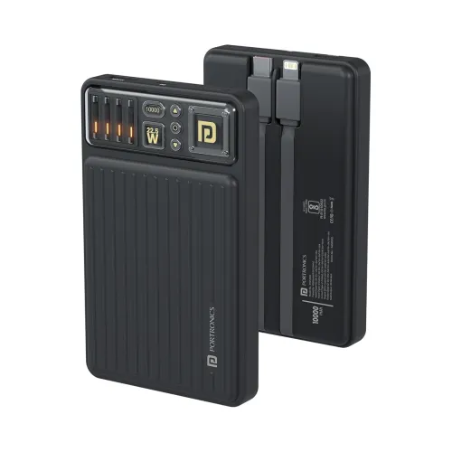 Image of Portronics Luxcell Bind Mini 10,000mAh Powerbank (22.5W, In-Built C & 8-Pin Cables)