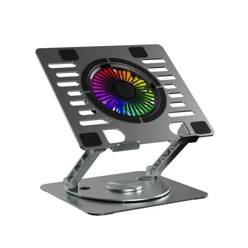 Image of Portronics My Buddy Spinlight Laptop Stand (RGB, Cooling Fan, 360° Rotation)