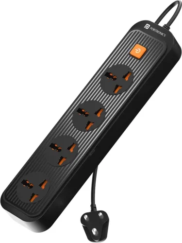 Image of Portronics Power Plate 12 Multi Plug 1500W 4 Socket Extension Boards (Black, 2 m)