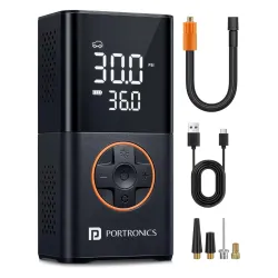 Portronics Vayu 3.0 tyre Inflator with 150 PSI Pressure, 4000 mAh Battery .