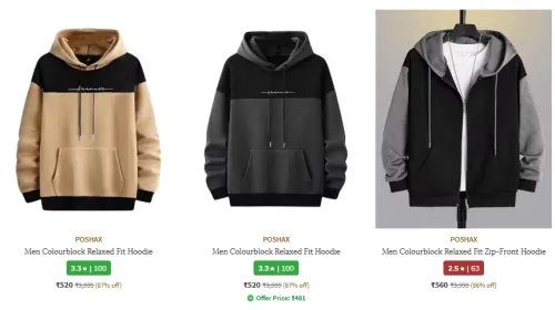 Image of poshax Brand Up to 87% Discount Men's Sweatshirt & Hoodies @ Start ₹520