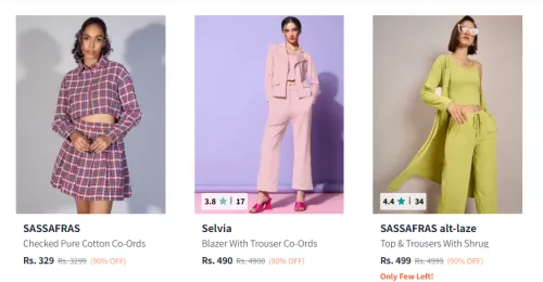 Image of Premium Women Co-ords Set at Minimum 90% Discount