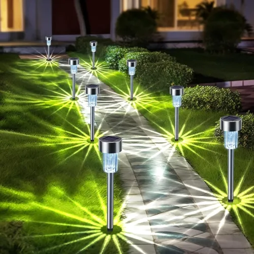 Image of PremiumAV Solar LED Garden Lights with Spikes (2-Pack) – Waterproof