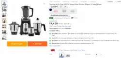 Prestige All-in-One 1000 W Juicer Mixer Grinder 4 Jars