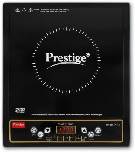 Image of Prestige 1200 W Induction Cooktop Push Button (Black, Atlas Neo)