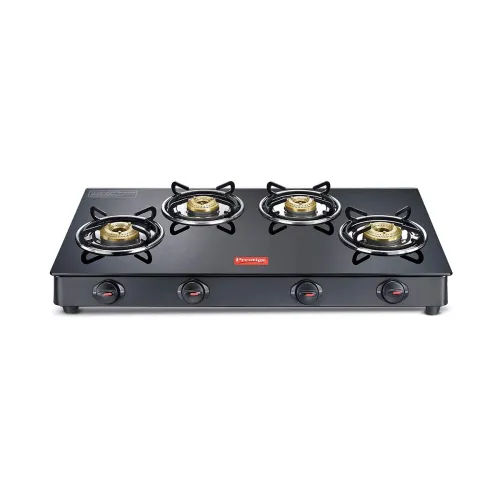 Image of Prestige Magic 4 Burner Gas Stove- GTMC 04 L, Black Colour, Glass, Manual