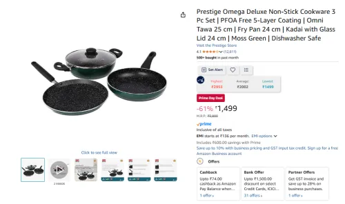 Image of Prestige Omega Deluxe Non-Stick Cookware 3 Pc Set