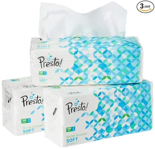 Image of Presto! 2 Ply Facial Tissue Soft Pack - 200 Pulls (Pack of 3)