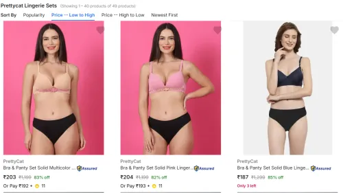 Image of Prettycat Women's Lingerie Sets from ₹203