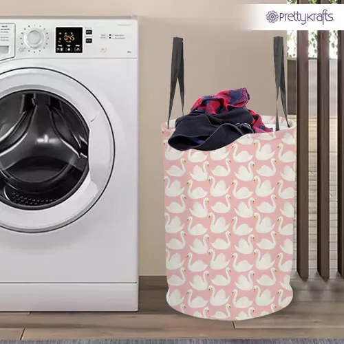 Image of PrettyKrafts 45L Foldable Laundry Basket - Cotton Duck Printed, with Handle