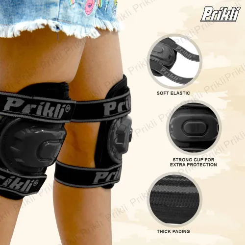 Image of prikli Skating,Protective,,Guard Kit Cycling, Running helmet Set, Age 8-12 Years M Skating Helmet  (Black)
