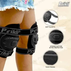 prikli Skating,Protective,,Guard Kit Cycling, Running helmet Set, Age 8-12 Years M Skating Helmet (Black)