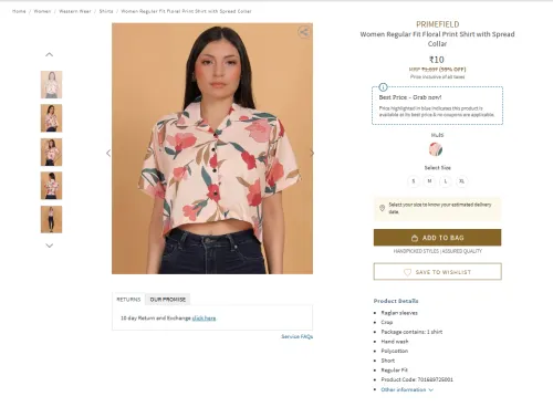 Image of PRIMEFIELD Women Regular Fit Floral Print Shirt with Spread Collar