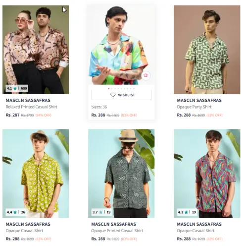 Image of MASCLN SASSAFRAS Printed Shirt At Starting @ ₹287