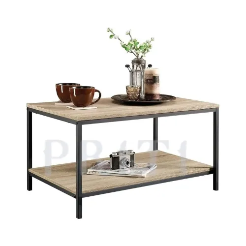 Image of Priti Industrial Coffee Table with Storage Shelf 2-Tier