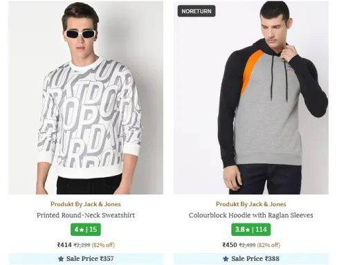 Image of PRODUKT BY JACK & JONES Printed Round-Neck Sweatshirt Minimum 80% Discount