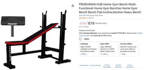 Image of PRODUMAN HUB Home Gym Bench