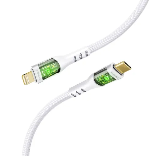 Image of Promate 1.2 Mtr 27W USB C to Lightning Cable with Transparent Shells