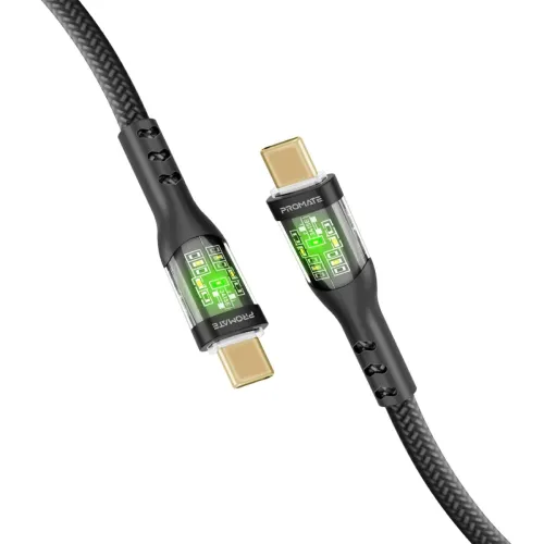 Image of Promate TransLine-CC 60W PD Ultra-Fast USB-C Cable with Transparent Shells