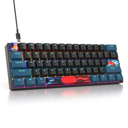 Image of Protable 60% Percent Mixed Light Rainbow Gaming Keyboard Mechanical,