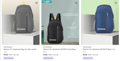 Image of PROVOGUE Backpack Minimum 70% Discount
