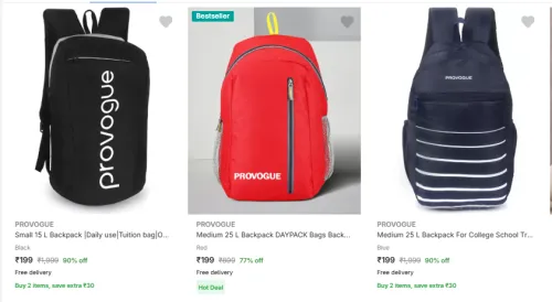 Image of PROVOGUE Backpack Minimum 70% Discount