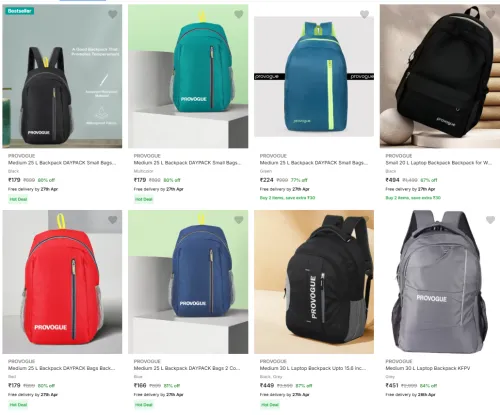Image of Provogue Backpacks starting @ ₹179
