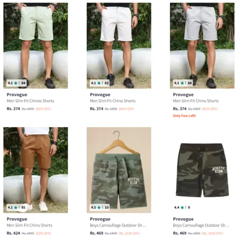 Image of Provogue Brand Shorts @ Up to 85% Discount